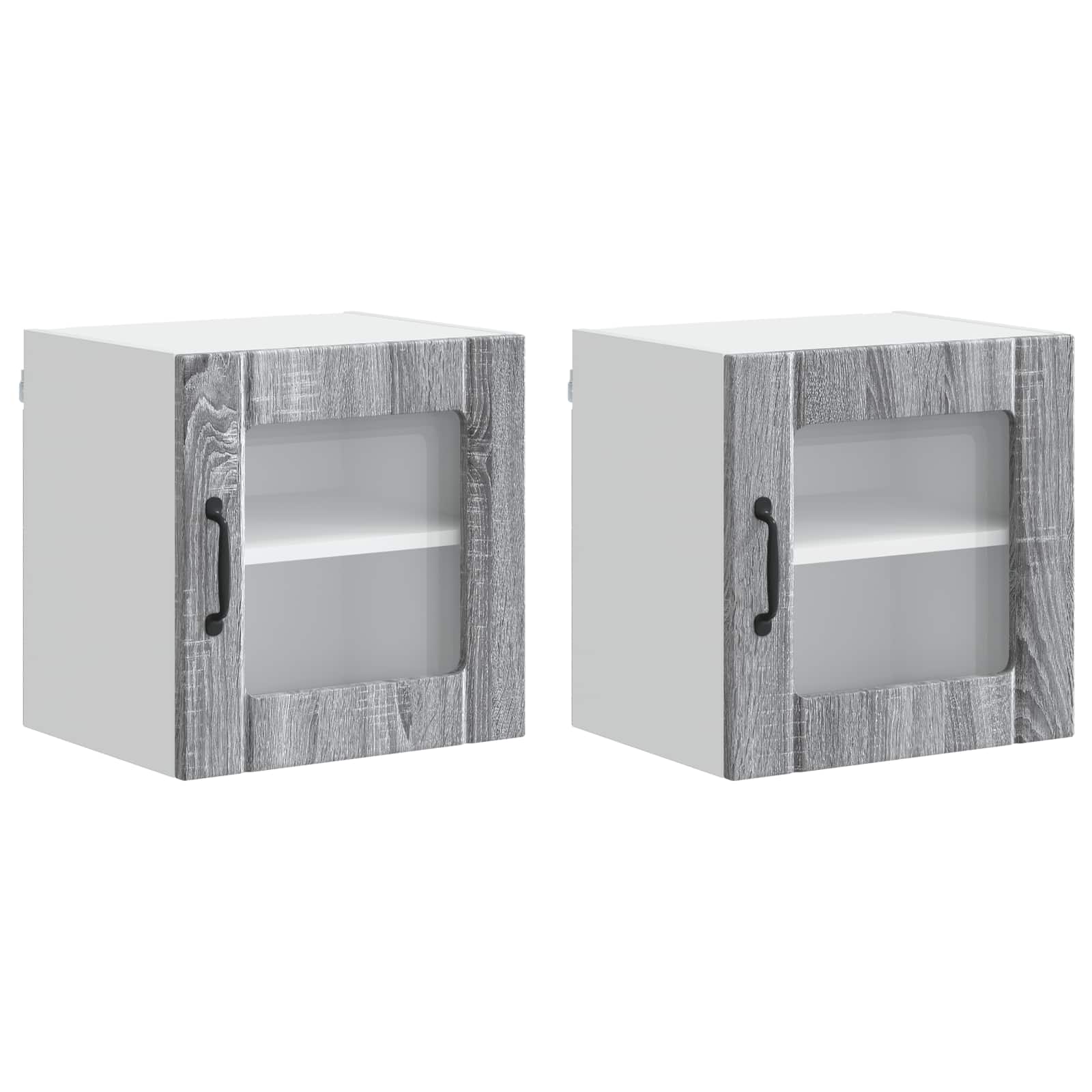 Mobile in vetro da parete LUCCA 2 pcs Grigio Sonoma | homemem39