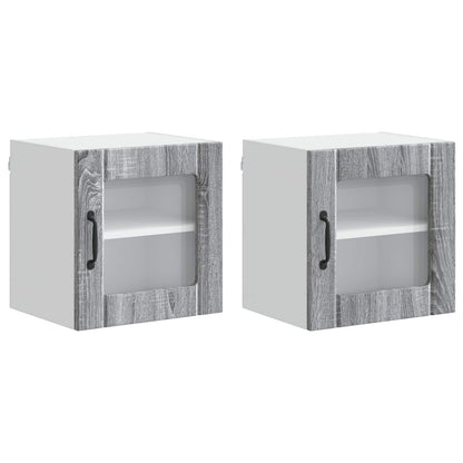 Mobile in vetro da parete LUCCA 2 pcs Grigio Sonoma | homemem39