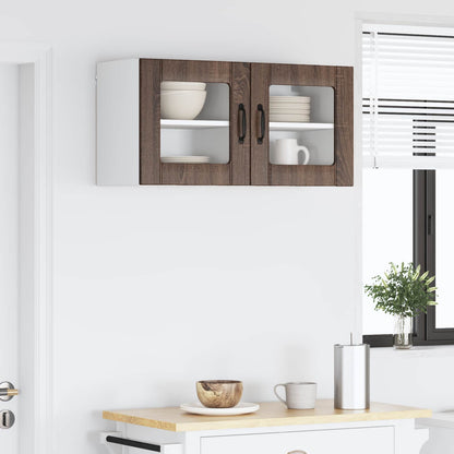 Mobile in vetro da parete LUCCA 2 pcs Rovere Marrone | homemem39