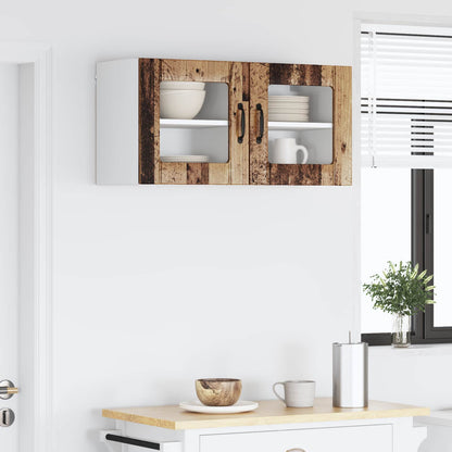 Mobile in vetro da parete LUCCA 2 pcs Legno antico | homemem39