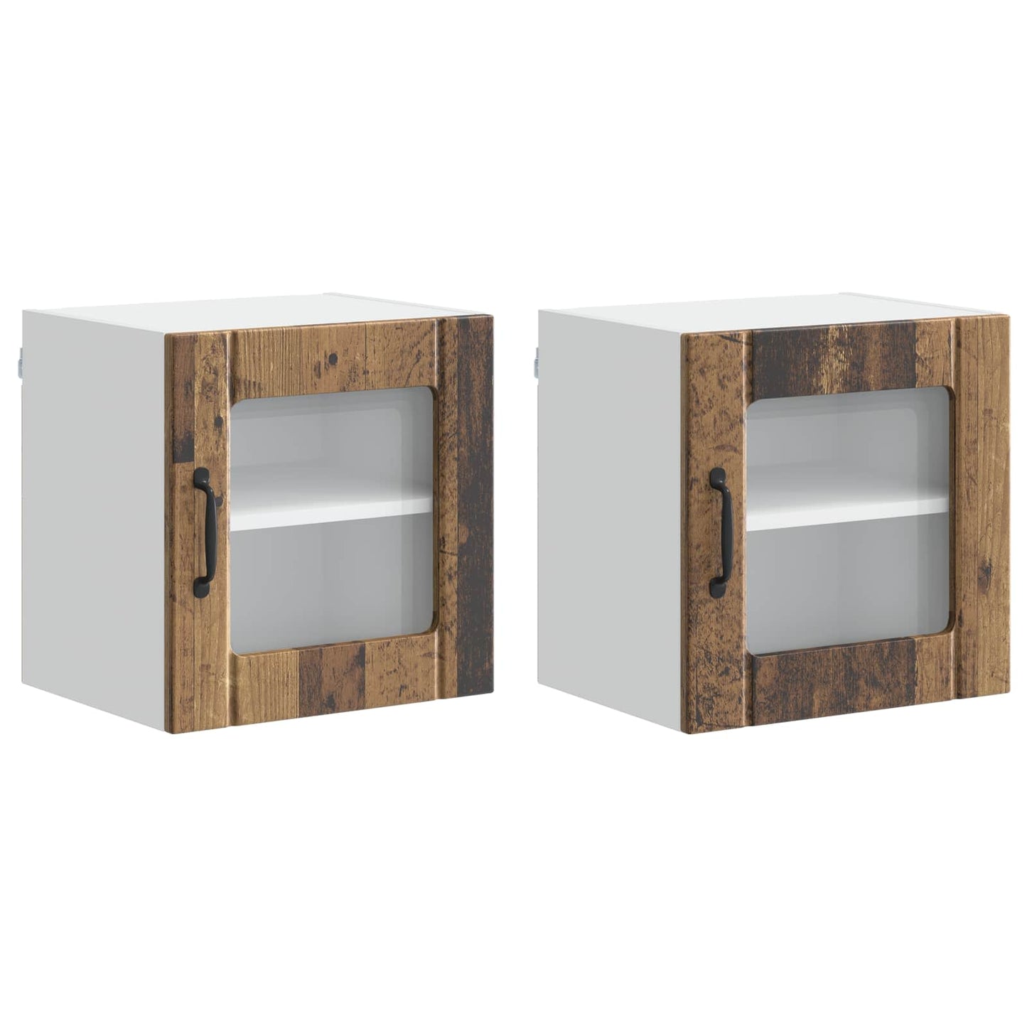 Mobile in vetro da parete LUCCA 2 pcs Legno antico