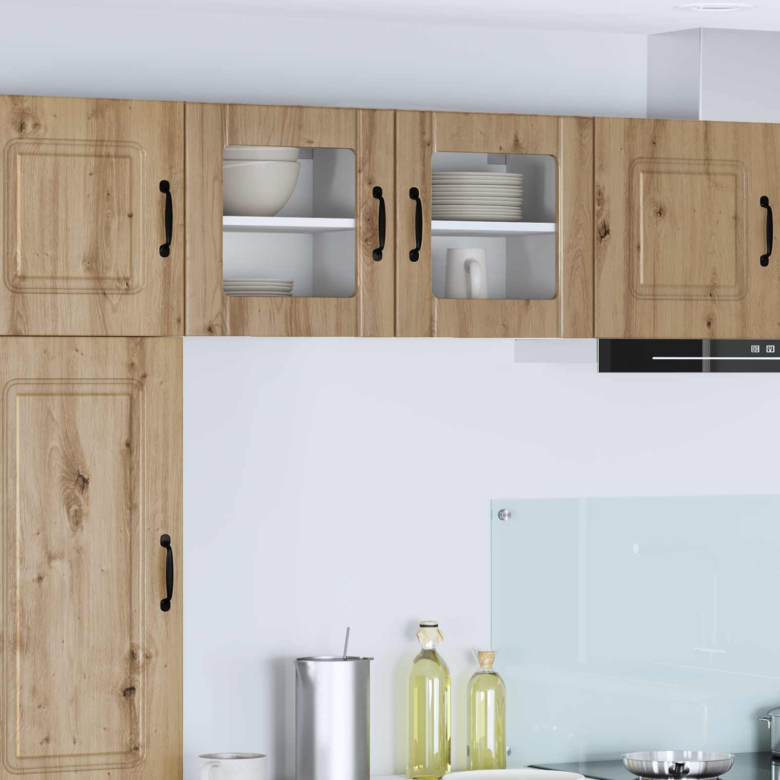 Mobile in vetro da parete LUCCA 2 pcs Rovere Artigianale | homemem39