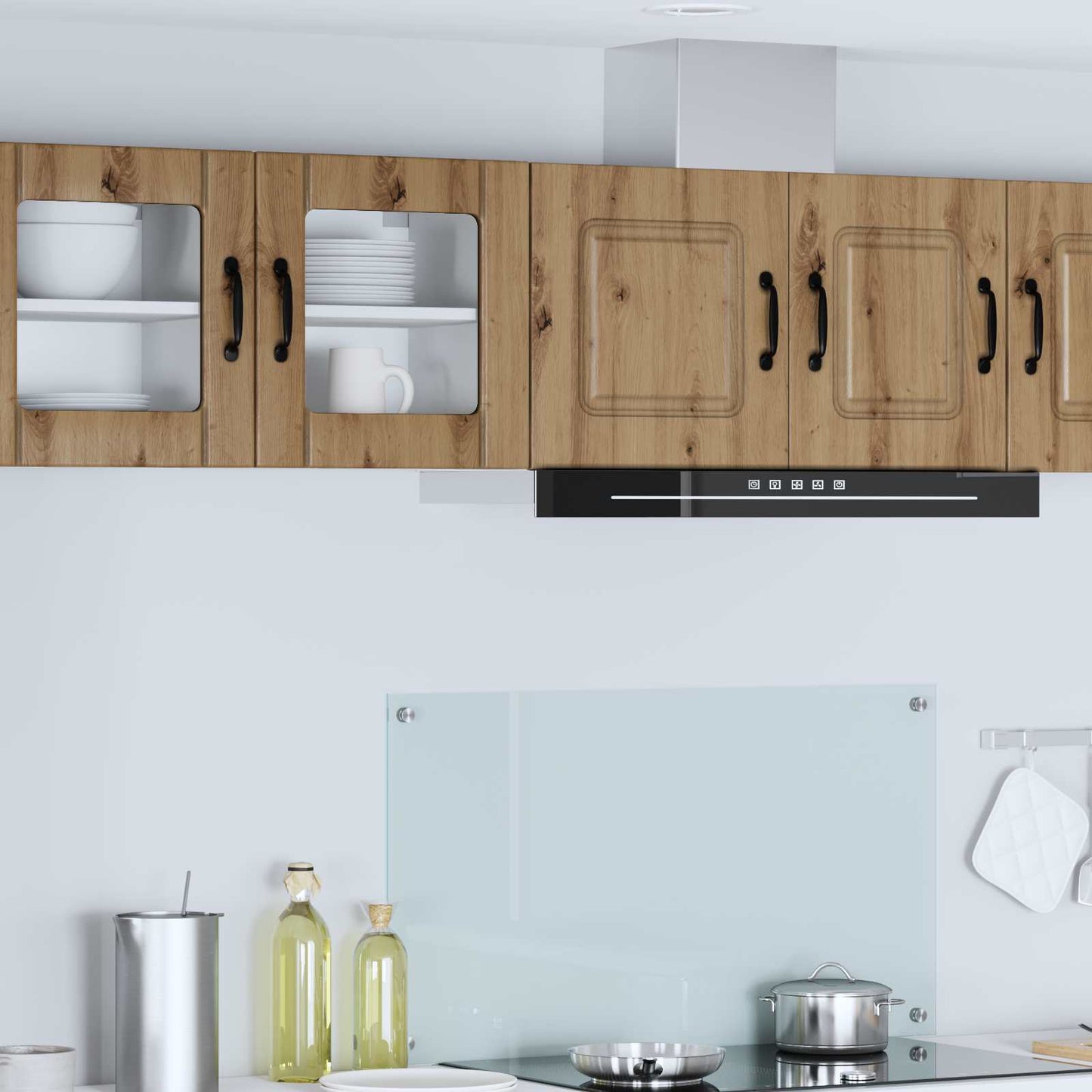Mobile in vetro da parete LUCCA 2 pcs Rovere Artigianale