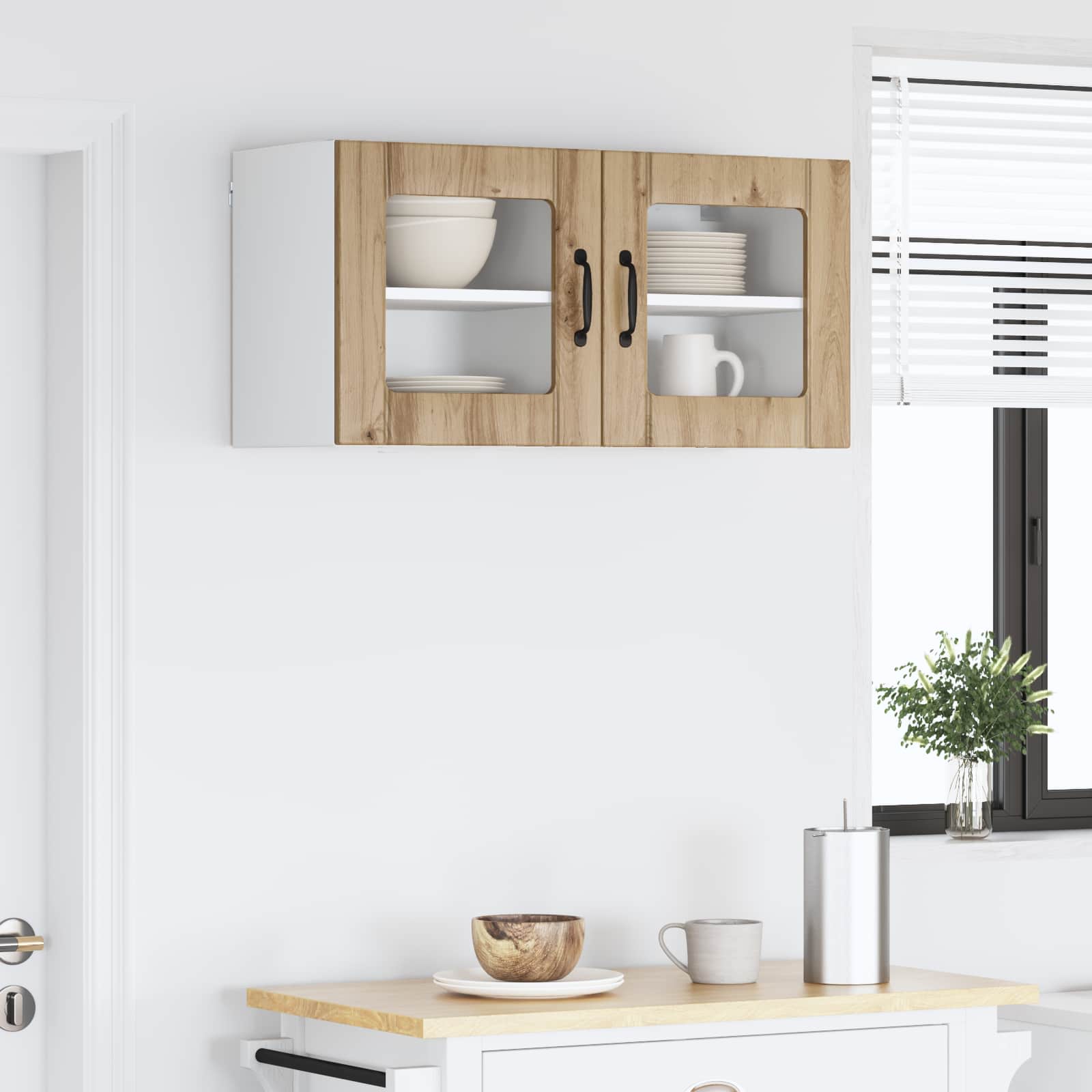 Mobile in vetro da parete LUCCA 2 pcs Rovere Artigianale | homemem39