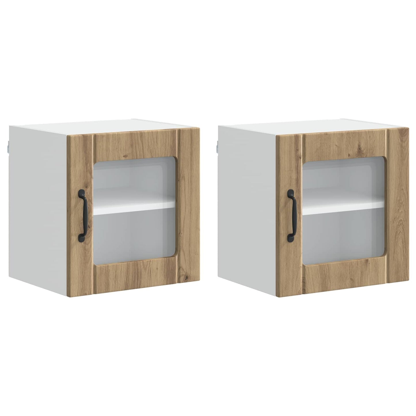 Mobile in vetro da parete LUCCA 2 pcs Rovere Artigianale | homemem39