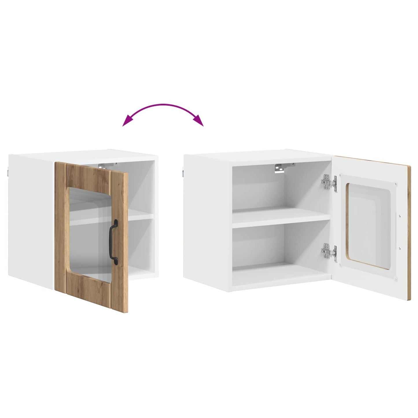 Mobile in vetro da parete LUCCA 2 pcs Rovere Artigianale