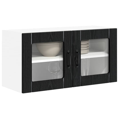 Mobile in vetro da parete LUCCA Rovere Nero 80 x 31 x 40 cm