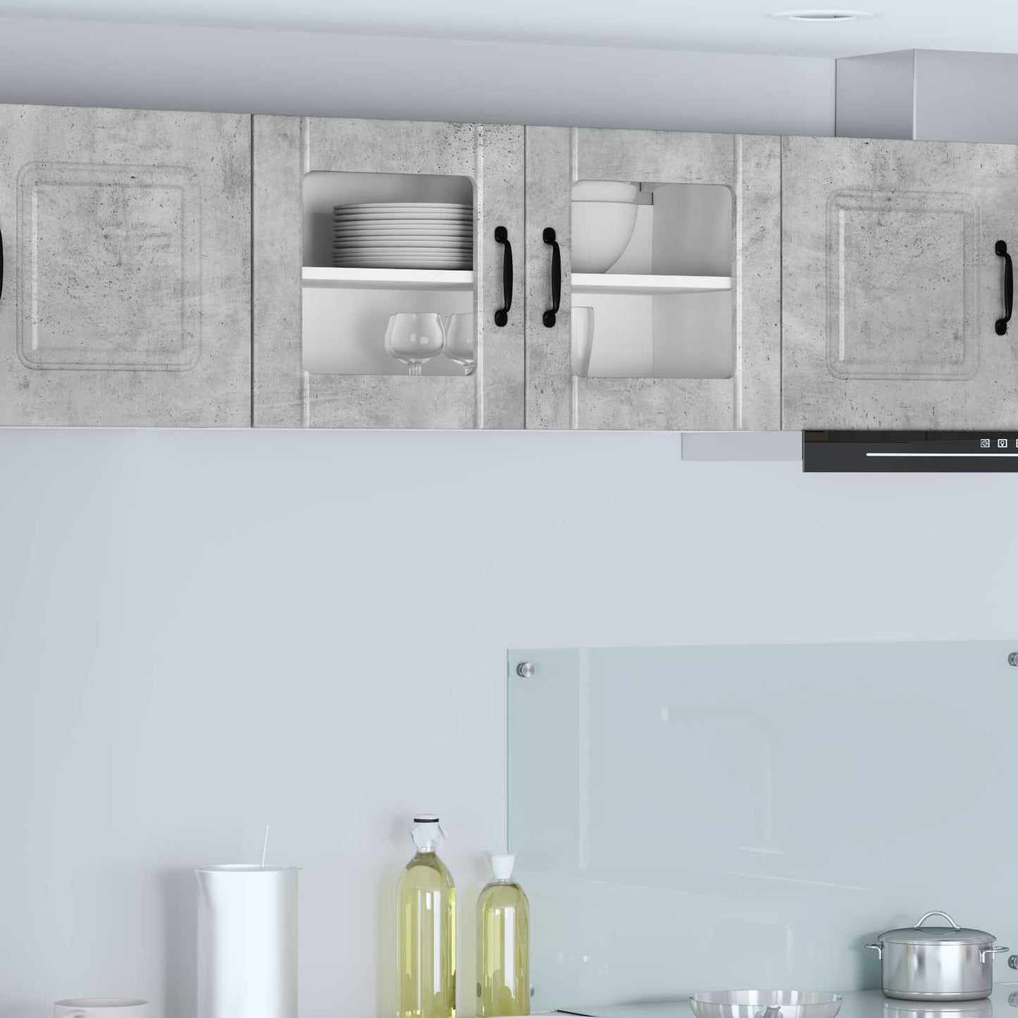 Mobile in vetro da parete LUCCA Grigio Cemento 80 x 31 x 40 cm