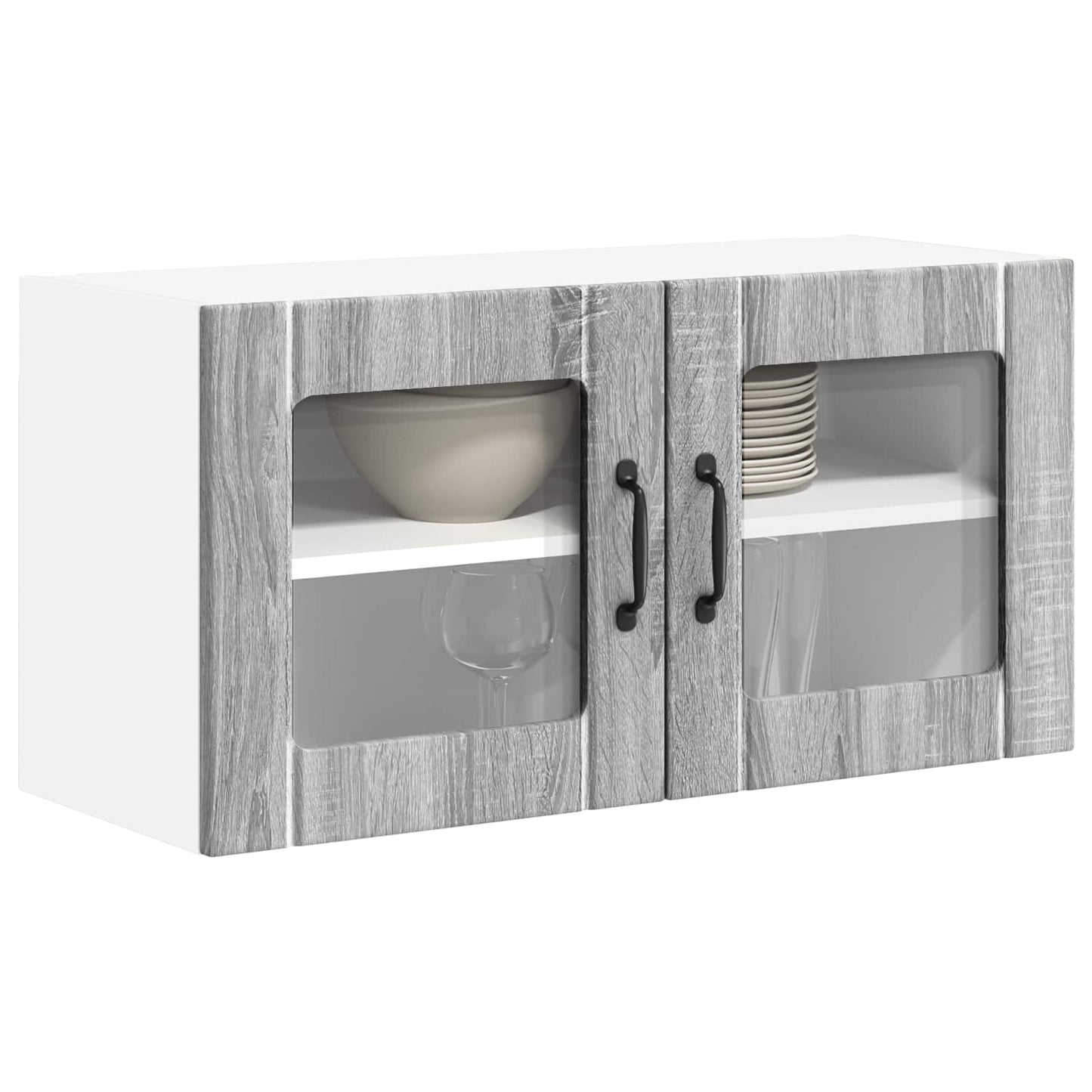 Mobile in vetro da parete LUCCA Grigio Sonoma 80 x 31 x 40 cm