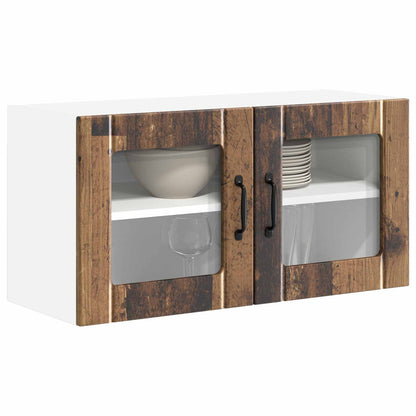 Mobile in vetro da parete LUCCA Legno antico 80 x 31 x 40 cm