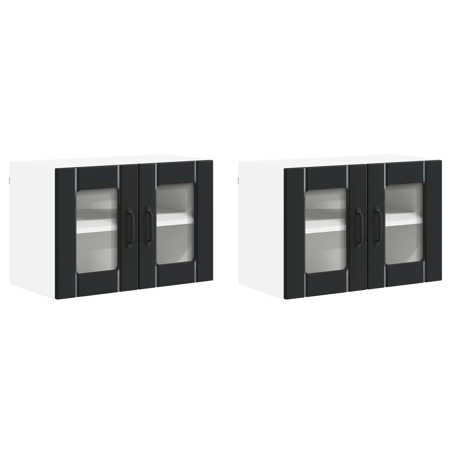 Mobile in vetro da parete LUCCA 2 pcs Nero 60 x 31 x 40 cm