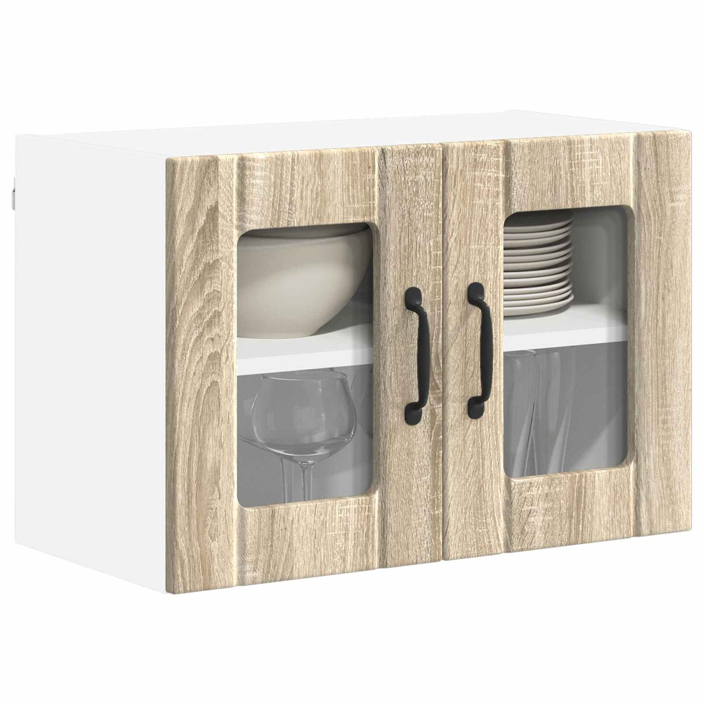 Mobile in vetro da parete LUCCA 2 pcs Rovere Sonoma