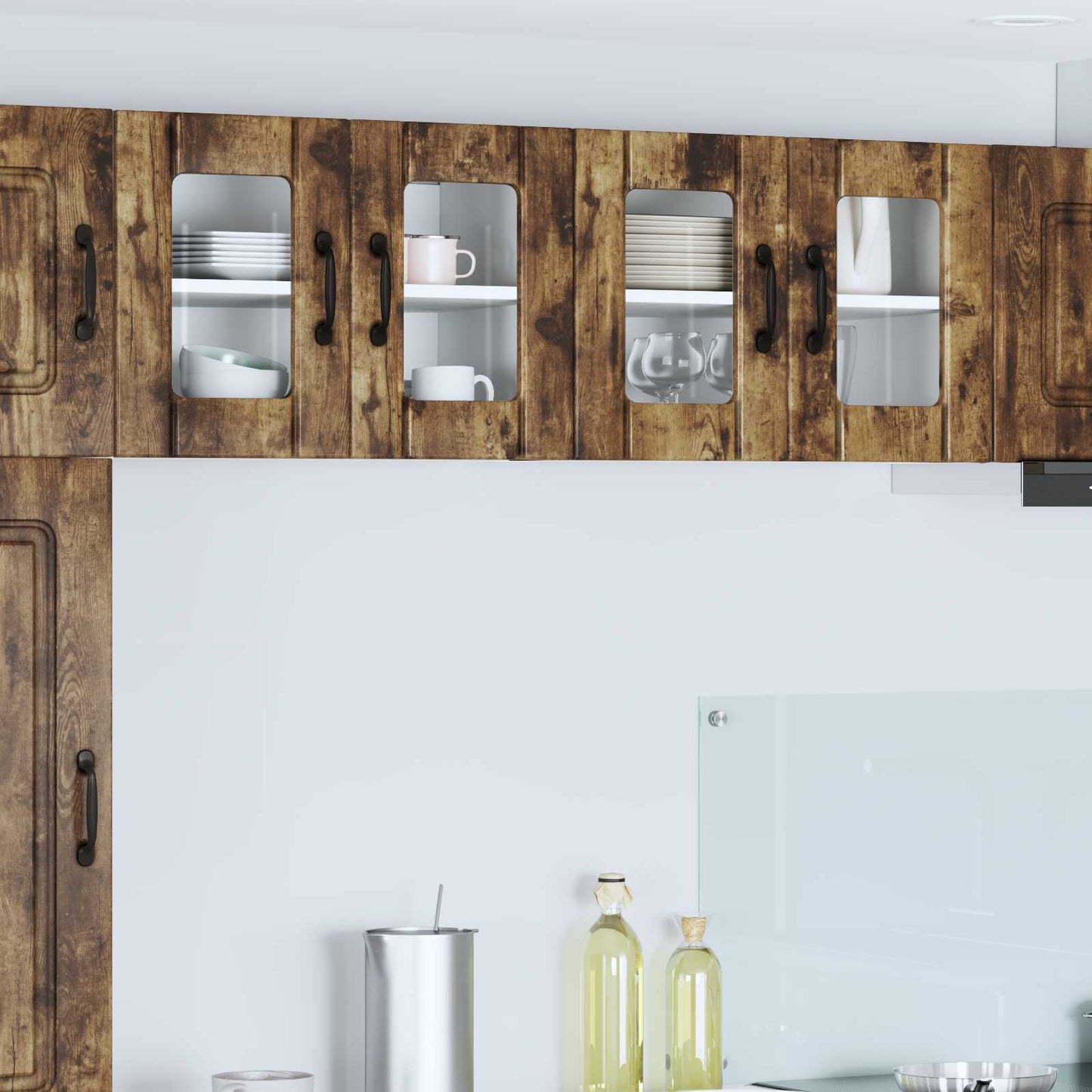 Mobile in vetro da parete LUCCA 2 pcs Rovere Fumo