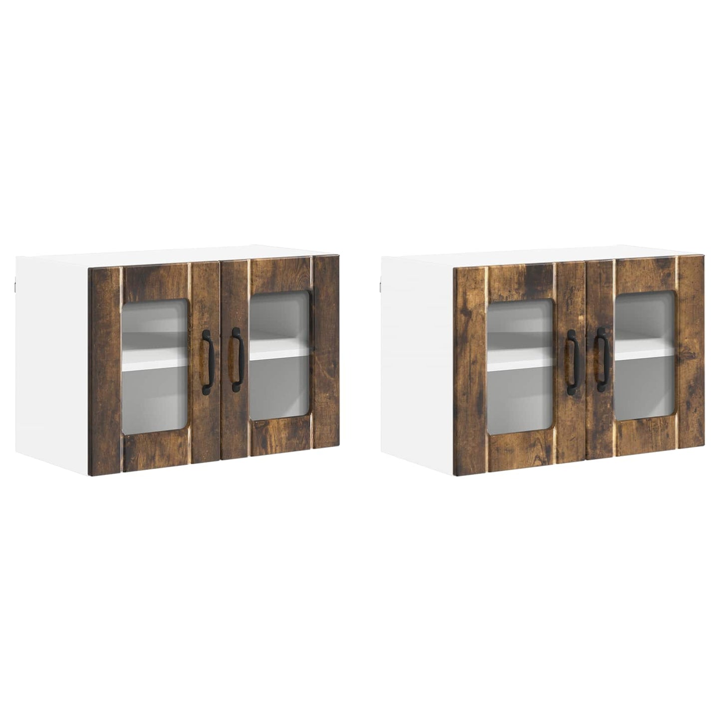 Mobile in vetro da parete LUCCA 2 pcs Rovere Fumo