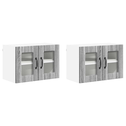 Mobile in vetro da parete LUCCA 2 pcs Grigio Sonoma