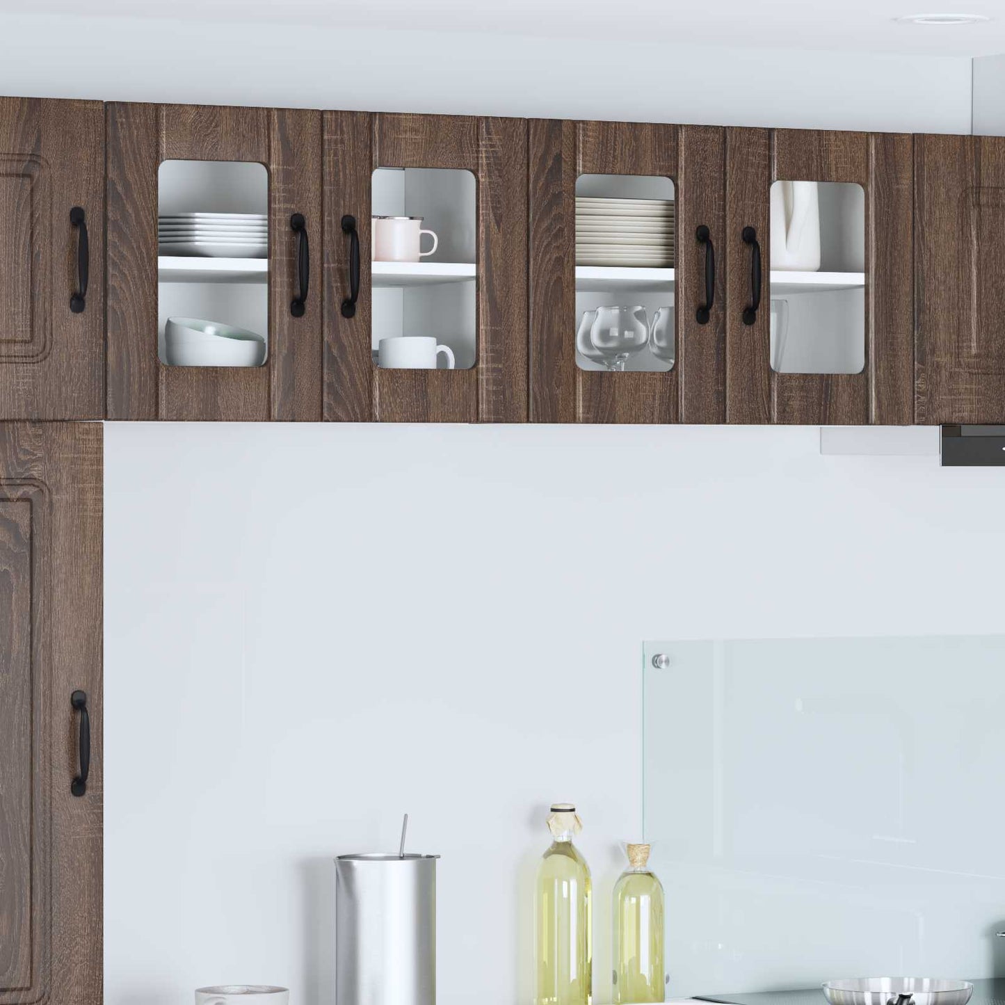 Armadi a pareti per cucina con porta Lucca 2 pcs Rovere Marrone | homemem39