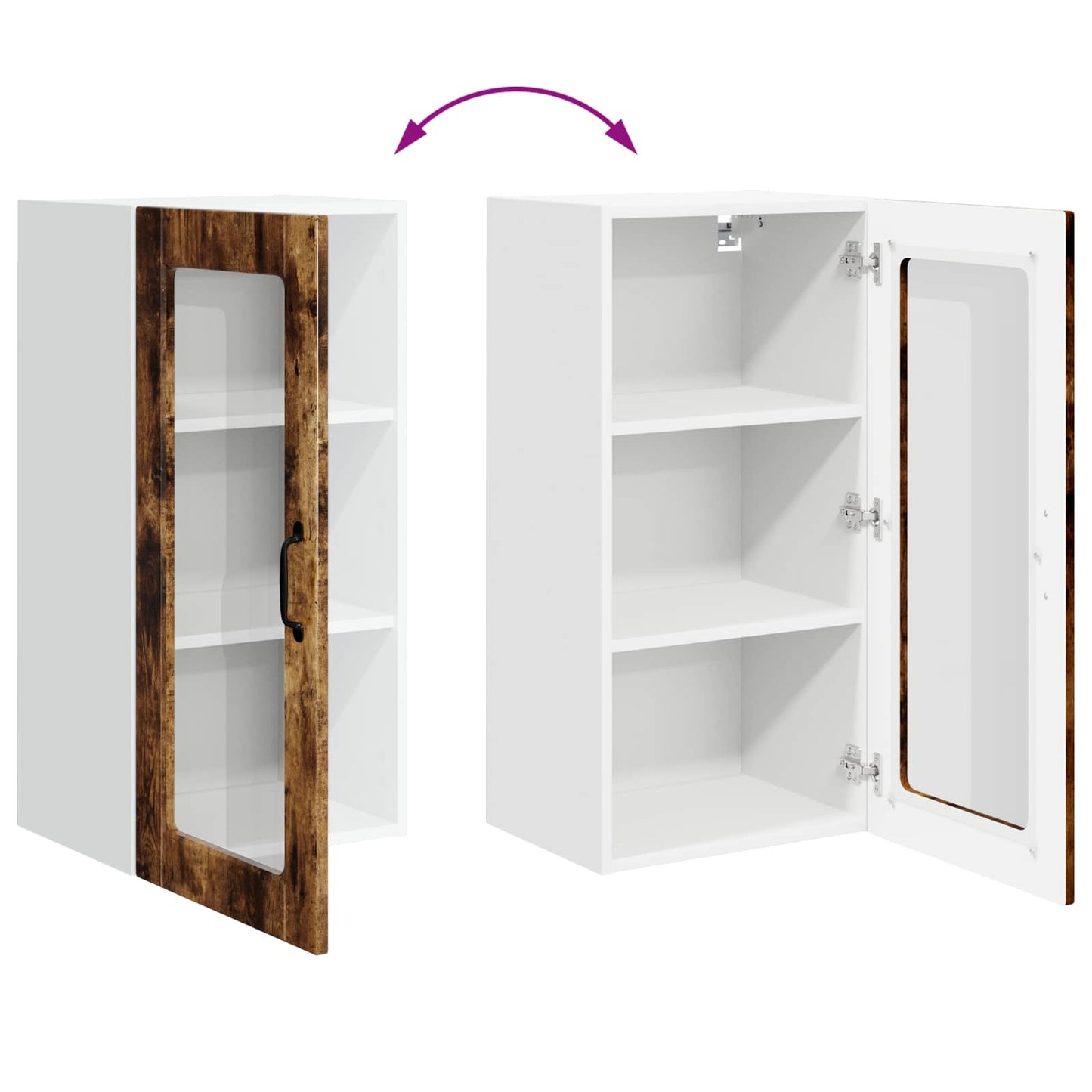 Mobile in vetro da parete LUCCA Rovere Fumo 40 x 31 x 80 cm