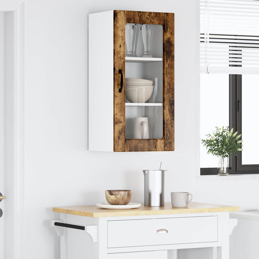 Mobile in vetro da parete LUCCA 2 pz Rovere Fumo