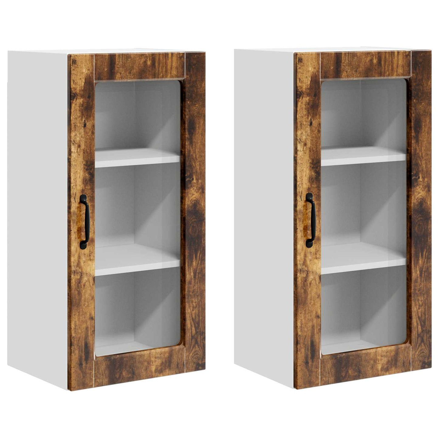 Mobile in vetro da parete LUCCA 2 pcs Rovere Fumo