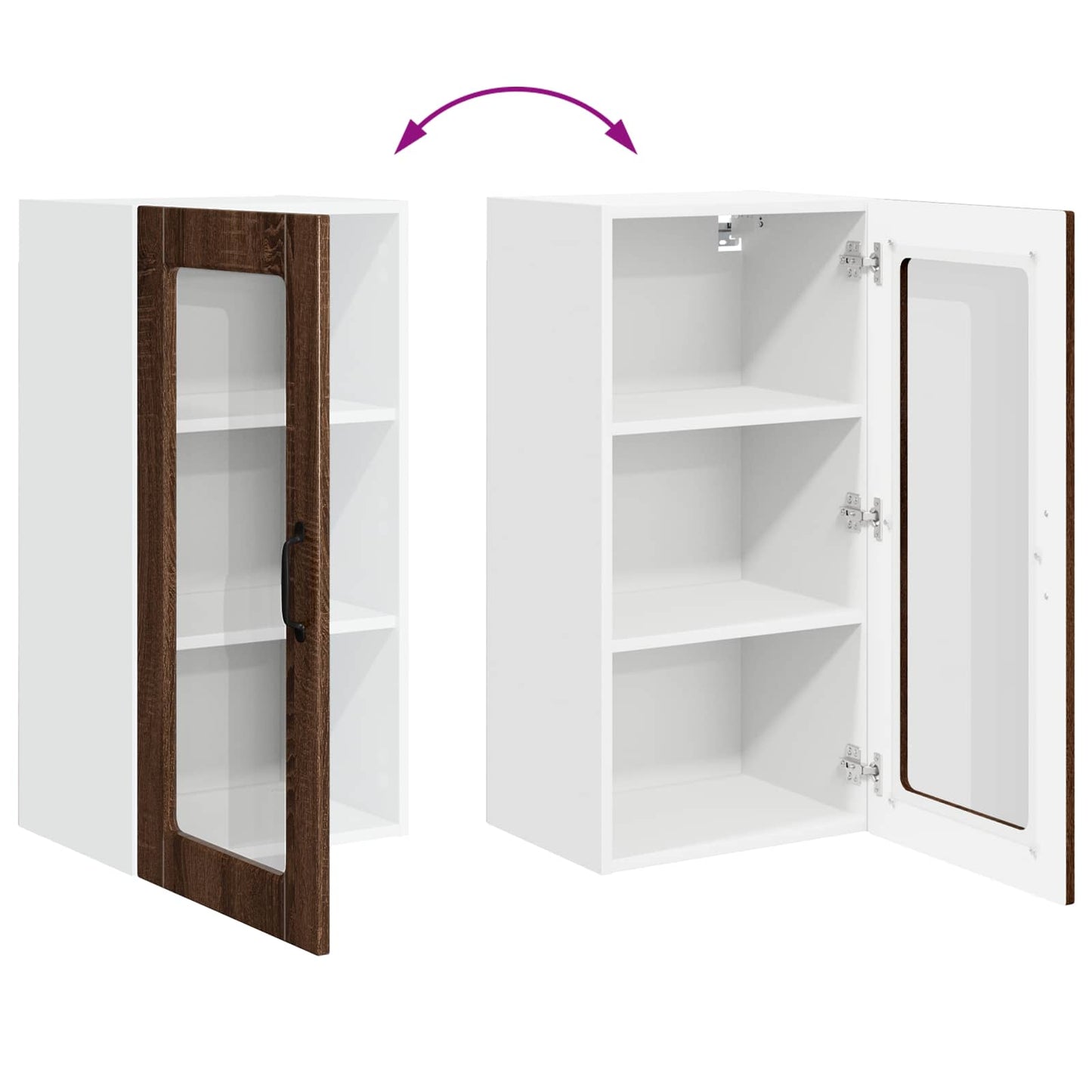 Mobile in vetro da parete LUCCA Rovere Marrone 40 x 31 x 80 cm