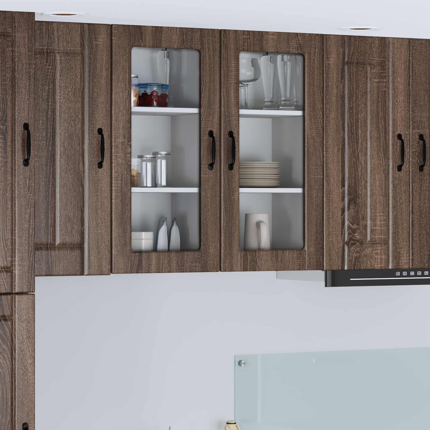 Mobile in vetro da parete LUCCA 2 pcs Rovere Marrone
