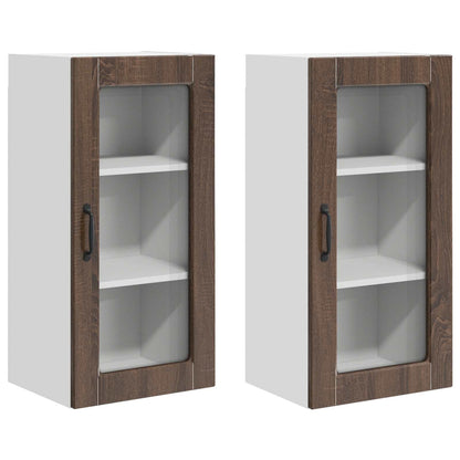 Mobile in vetro da parete LUCCA 2 pcs Rovere Marrone