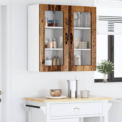 Mobile in vetro da parete LUCCA 2 pcs Legno antico