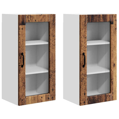 Mobile in vetro da parete LUCCA 2 pcs Legno antico