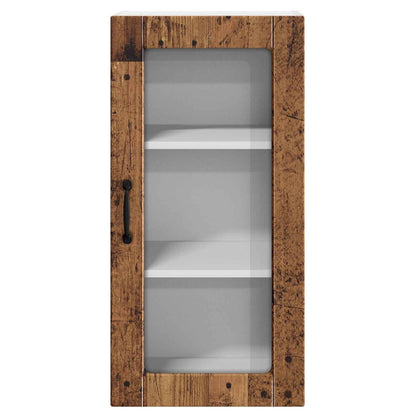 Mobile in vetro da parete LUCCA 2 pcs Legno antico