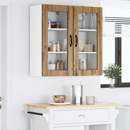 Mobile in vetro da parete LUCCA 2 pz Rovere Artigianale