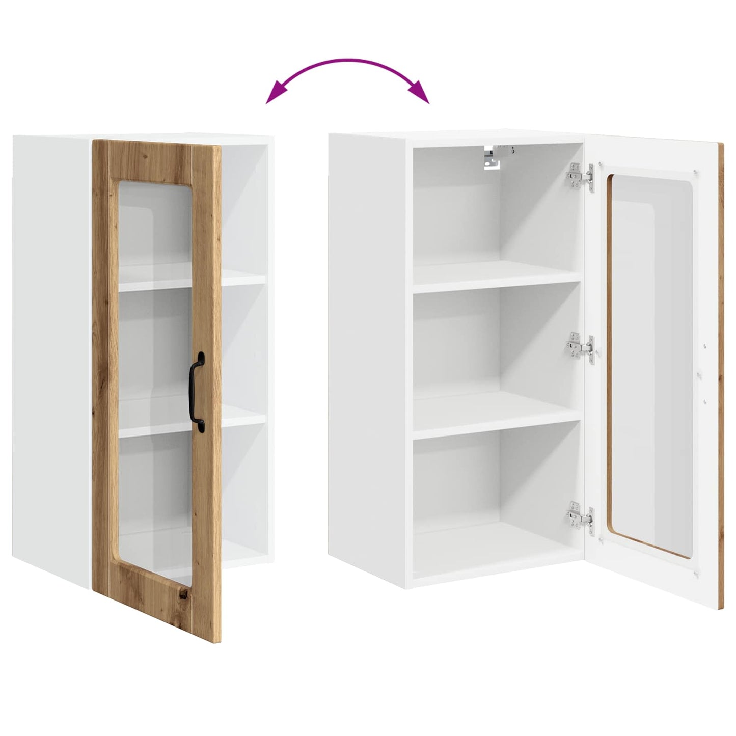 Mobile in vetro da parete LUCCA 2 pcs Rovere Artigianale