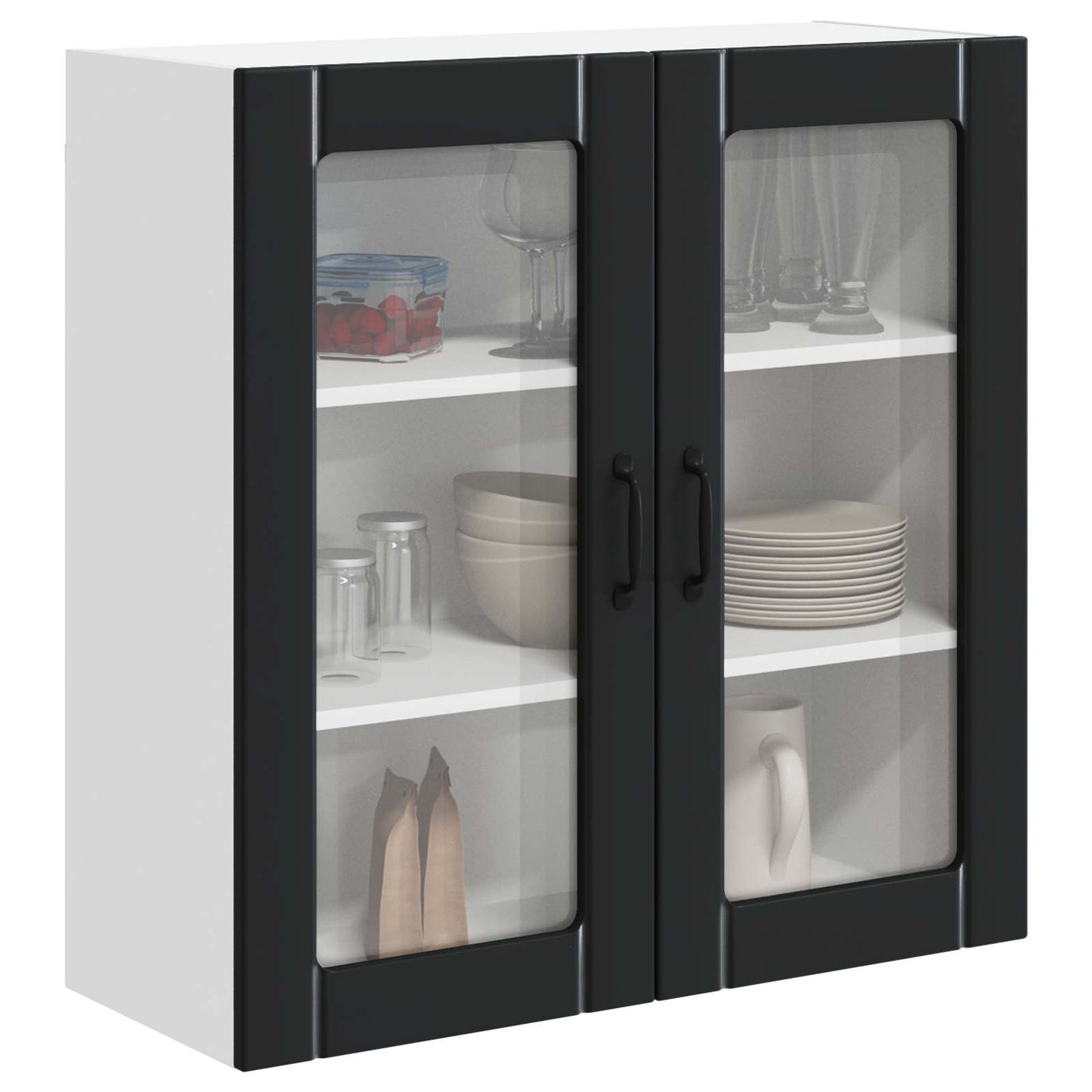 Mobile in vetro da parete LUCCA Nero 80 x 31 x 80 cm | homemem39