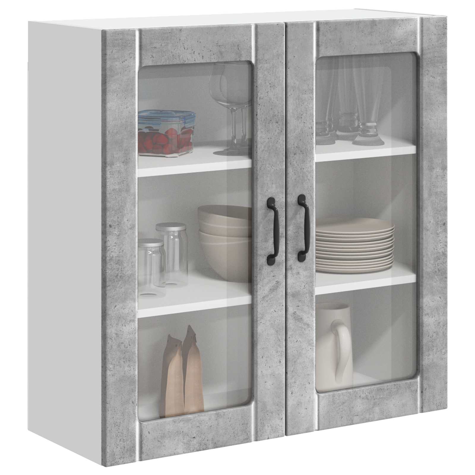 Mobile in vetro da parete LUCCA Grigio Cemento 80 x 31 x 80 cm | homemem39