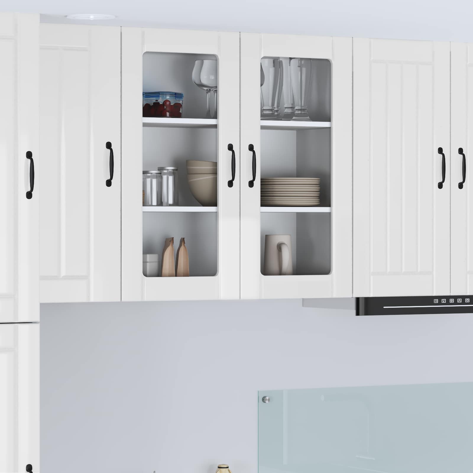 Mobile in vetro da parete LUCCA Bianco Lucido 80 x 31 x 80 cm | homemem39