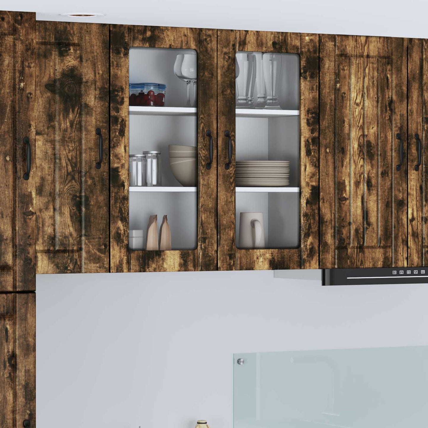 Mobile in vetro da parete LUCCA Rovere Fumo 80 x 31 x 80 cm | homemem39