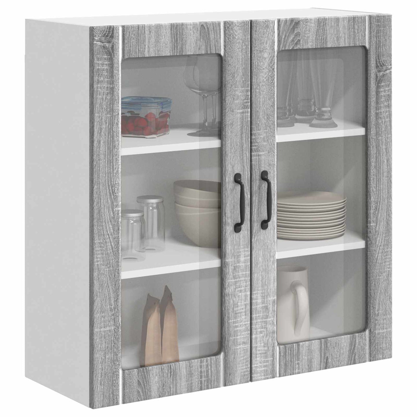 Mobile in vetro da parete LUCCA Grigio Sonoma 80 x 31 x 80 cm