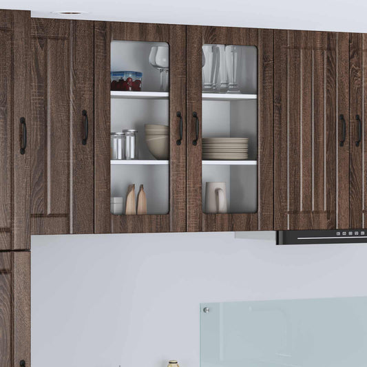 Mobile in vetro da parete LUCCA Rovere Marrone 80 x 31 x 80 cm | homemem39