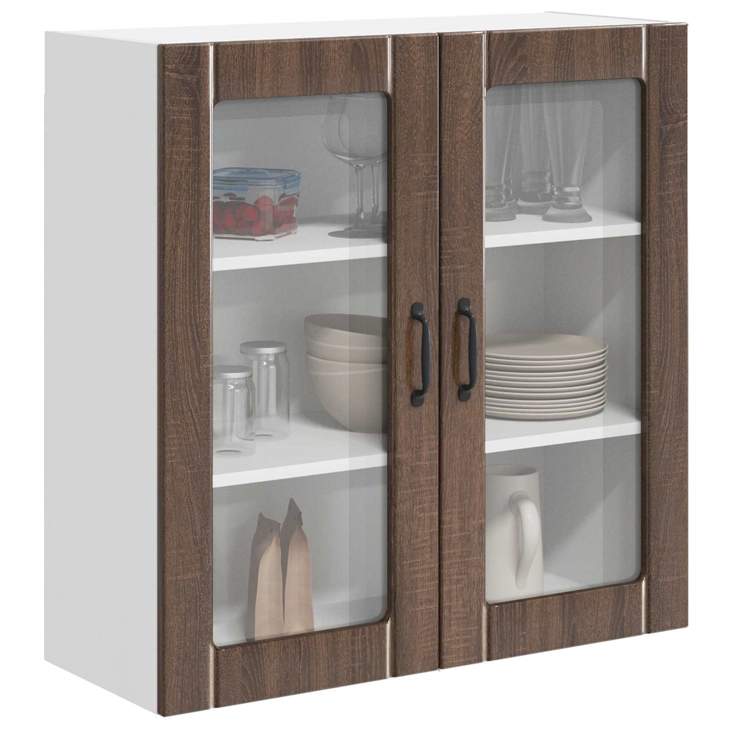 Mobile in vetro da parete LUCCA Rovere Marrone 80 x 31 x 80 cm | homemem39