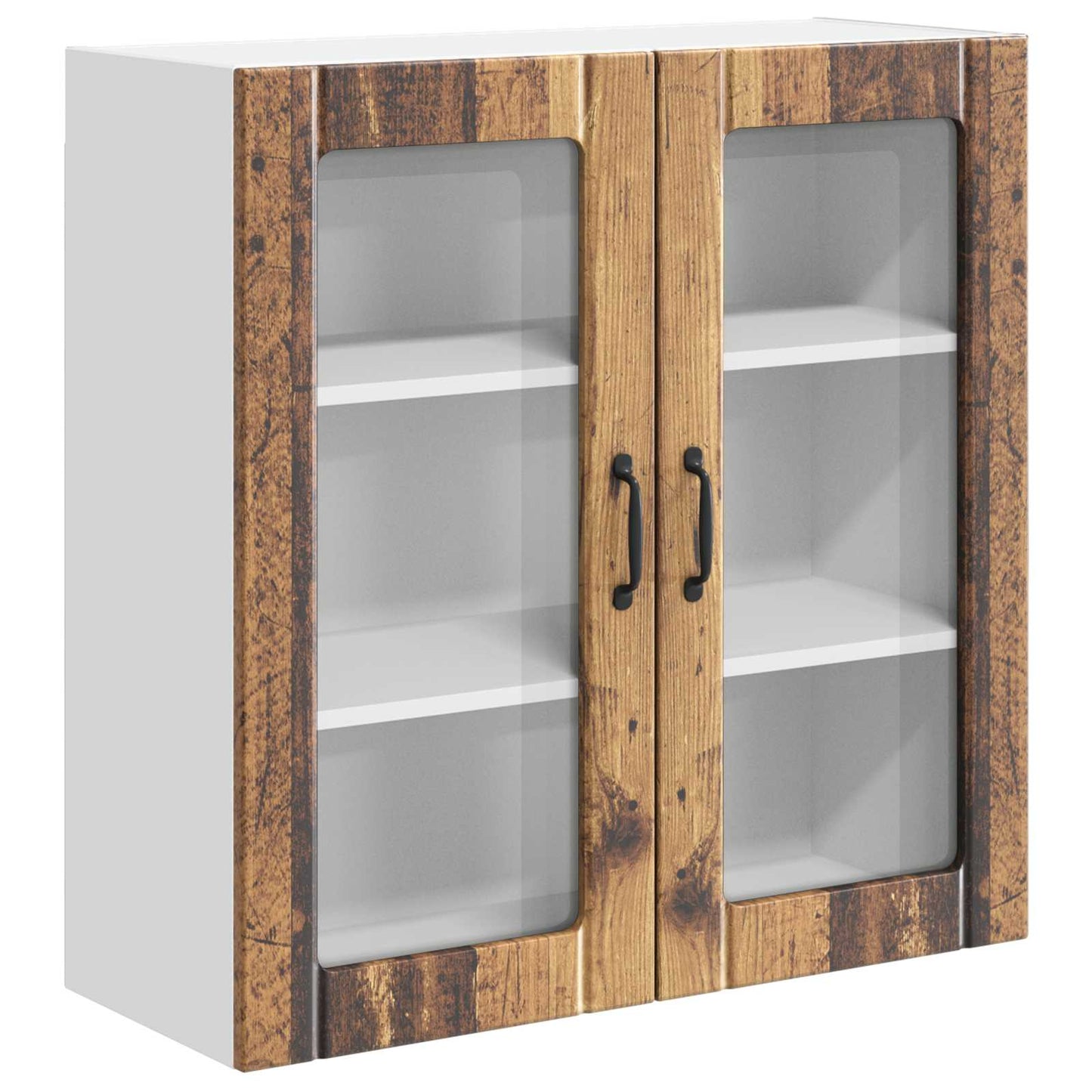 Mobile in vetro da parete LUCCA Legno antico 80 x 31 x 80 cm | homemem39