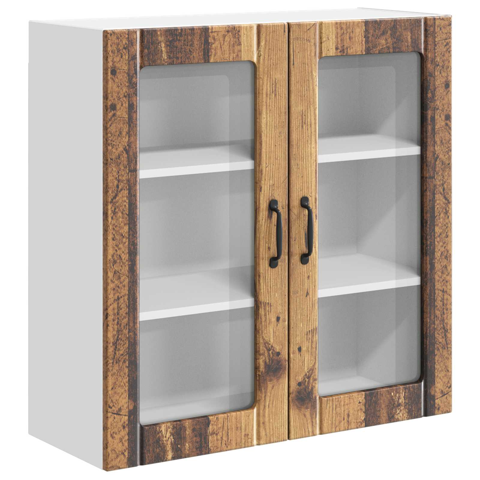 Mobile in vetro da parete LUCCA Legno antico 80 x 31 x 80 cm | homemem39