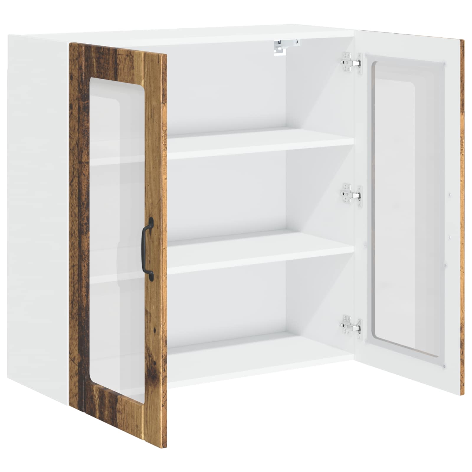 Mobile in vetro da parete LUCCA Legno antico 80 x 31 x 80 cm | homemem39