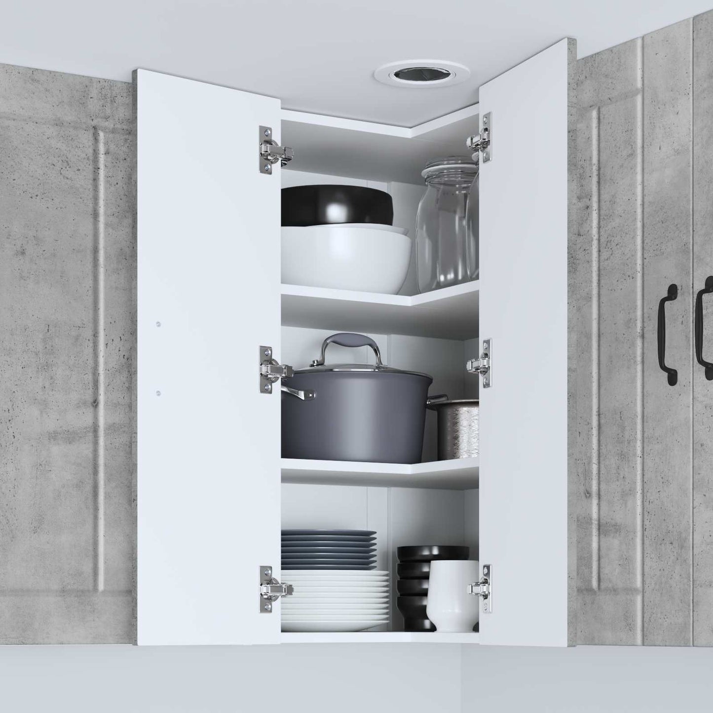Mobile angolare per parete LUCCA Grigio Cemento 57 x 57 x 80 cm | homemem39