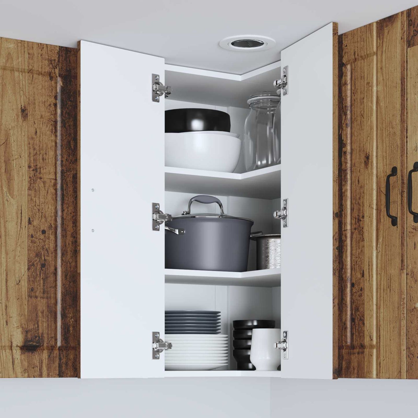 Mobile angolare per parete LUCCA Legno antico 57 x 57 x 80 cm | homemem39