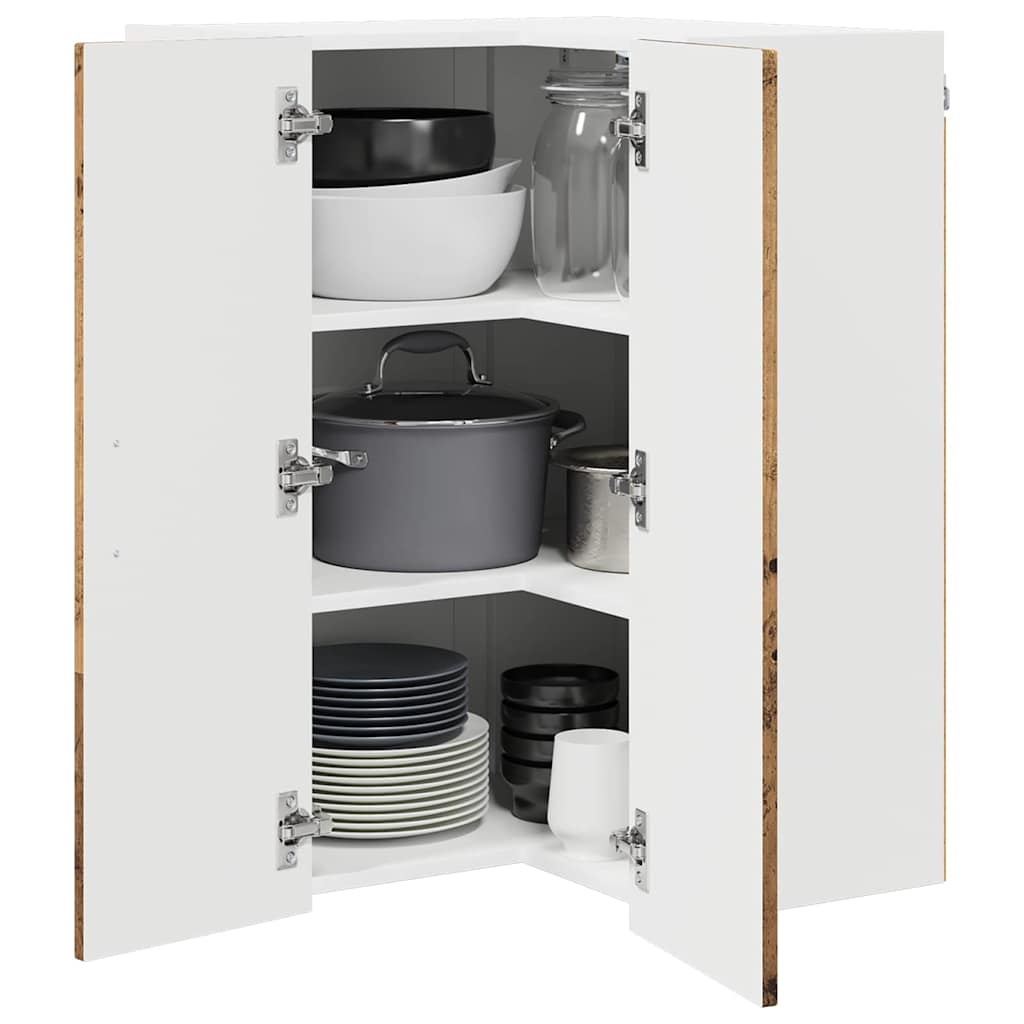 Mobile angolare per parete LUCCA Legno antico 57 x 57 x 80 cm