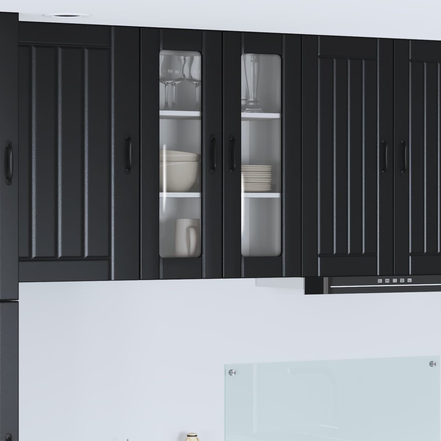 Mobile in vetro da parete LUCCA Nero 60 x 31 x 80 cm | homemem39