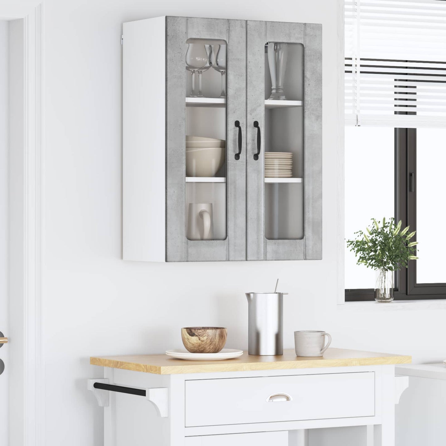 Mobile in vetro da parete LUCCA Grigio Cemento 60 x 31 x 80 cm | homemem39