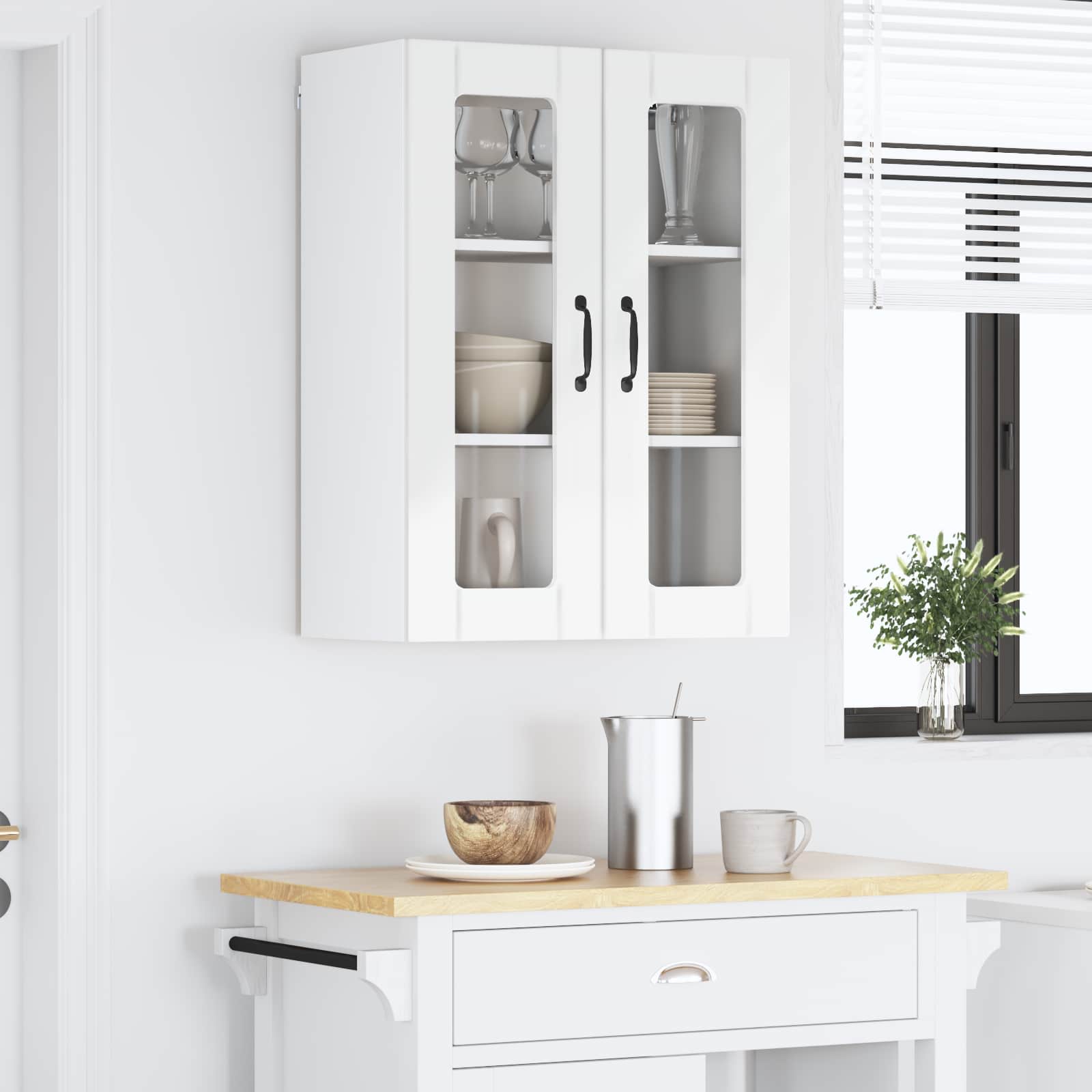 Mobile in vetro da parete LUCCA Bianco Lucido 60 x 31 x 80 cm | homemem39
