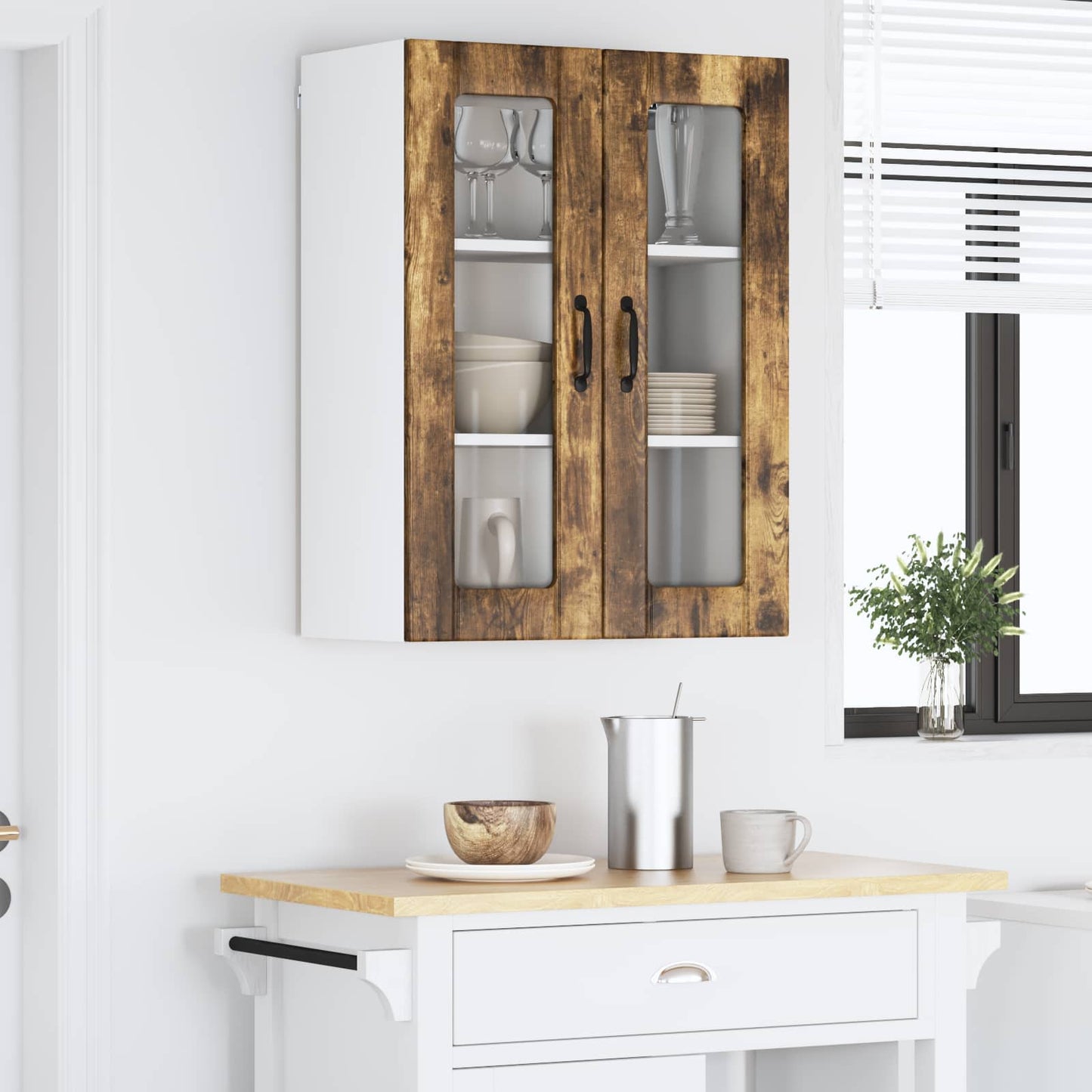Mobile in vetro da parete LUCCA Rovere Fumo 60 x 31 x 80 cm | homemem39