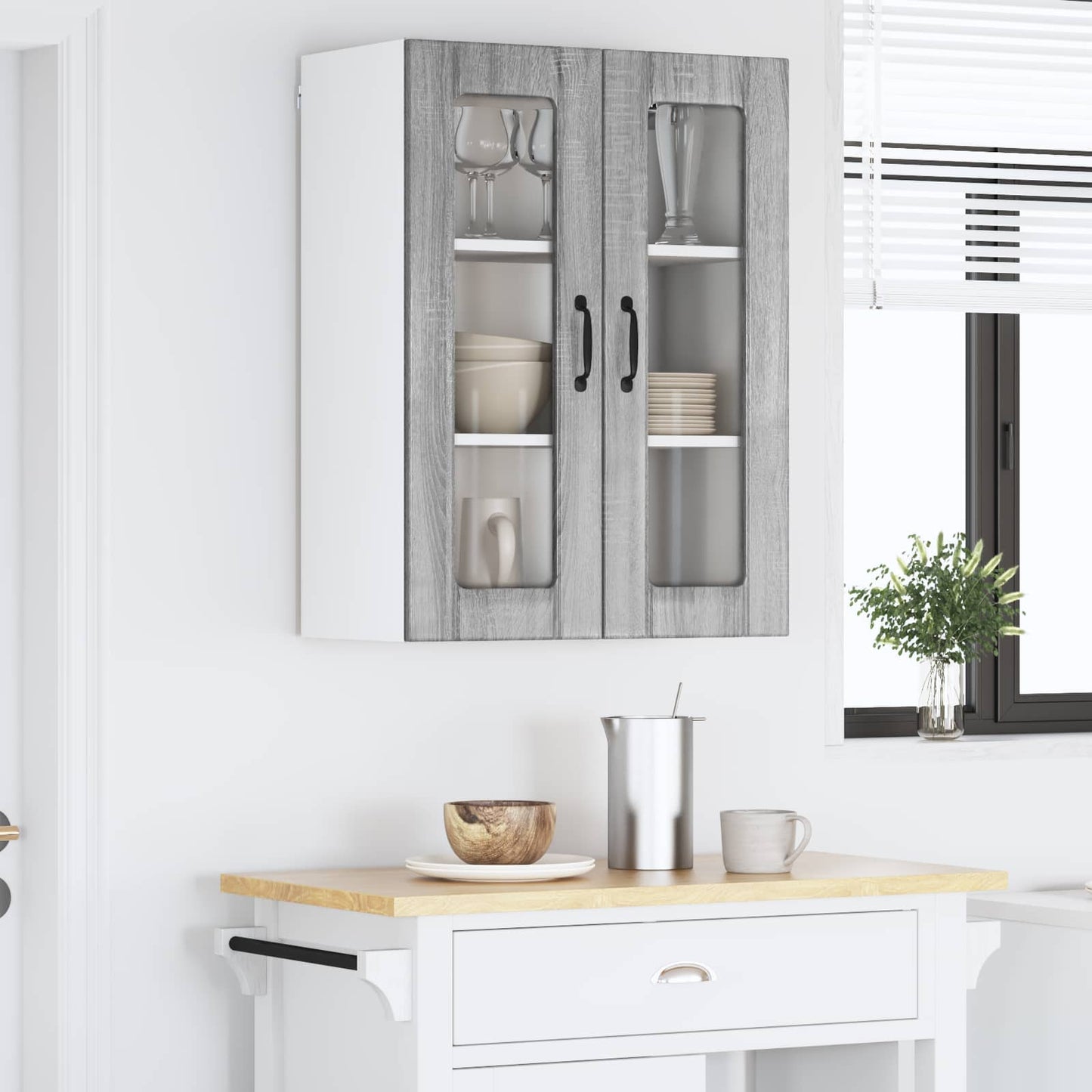 Mobile in vetro da parete LUCCA Grigio Sonoma 60 x 31 x 80 cm | homemem39