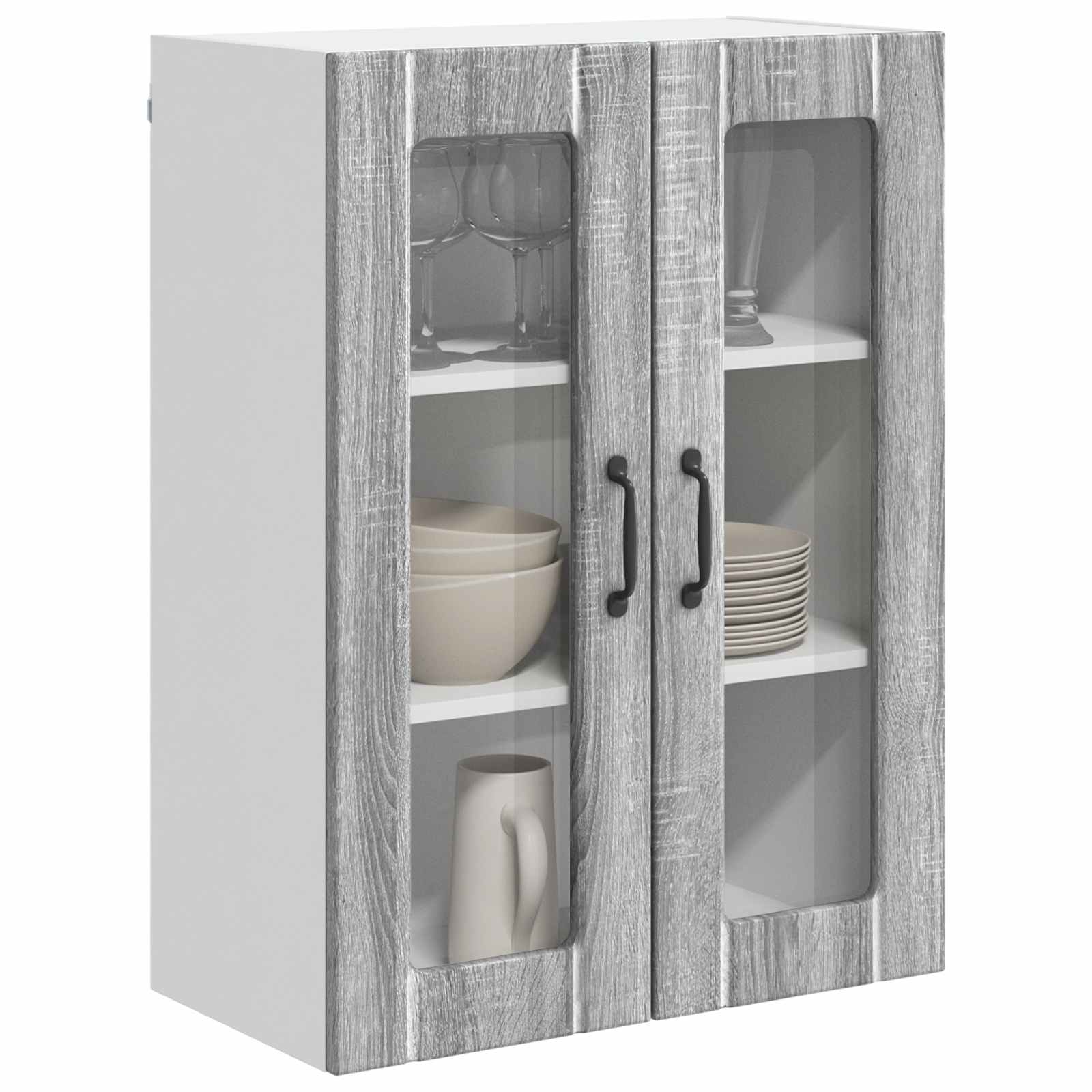 Mobile in vetro da parete LUCCA Grigio Sonoma 60 x 31 x 80 cm | homemem39
